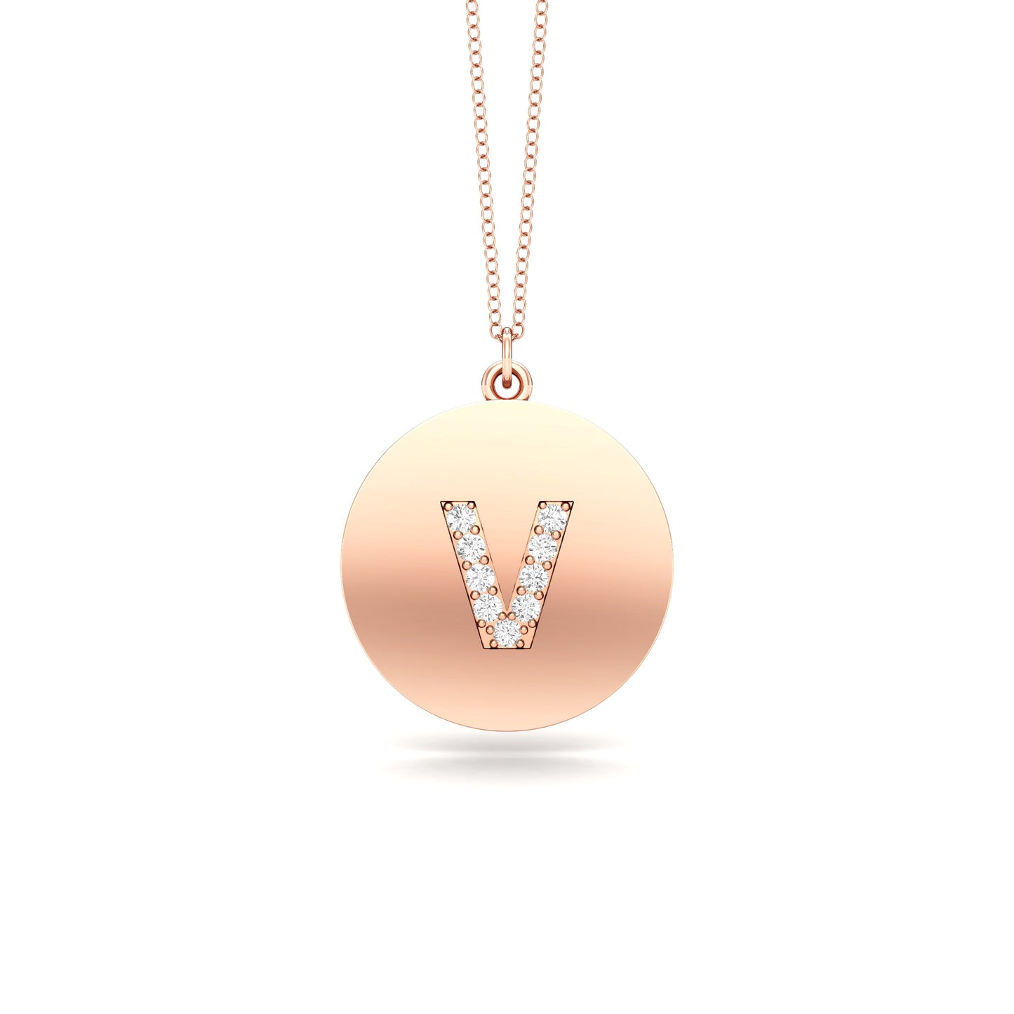 0.07Ct Diamond A-Z Alphabet Initial Pendant, 18" Gold Chain in 14K Gold