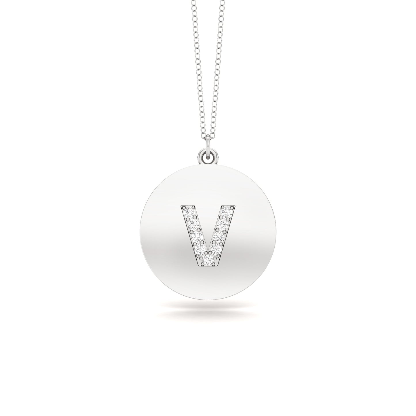 0.07Ct Diamond A-Z Alphabet Initial Pendant, 18" Gold Chain in 14K Gold