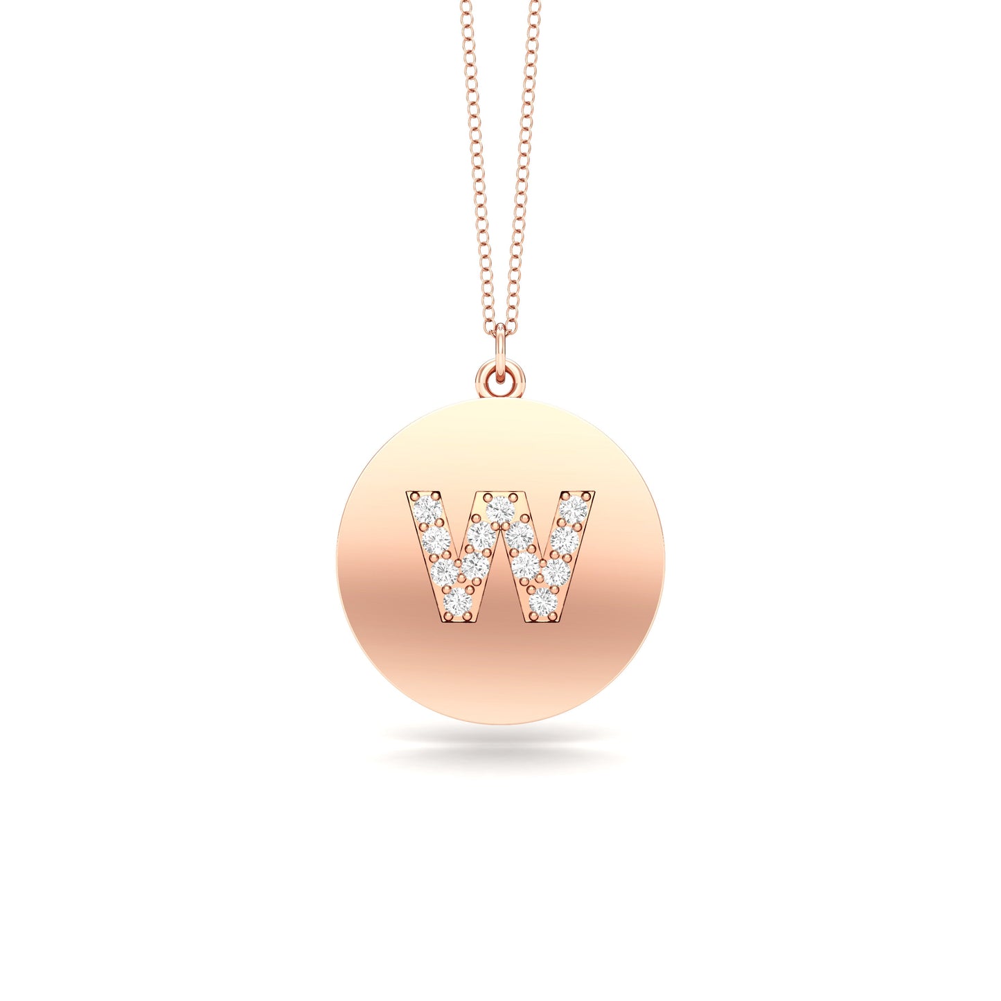 0.07Ct Diamond A-Z Alphabet Initial Pendant, 18" Gold Chain in 14K Gold