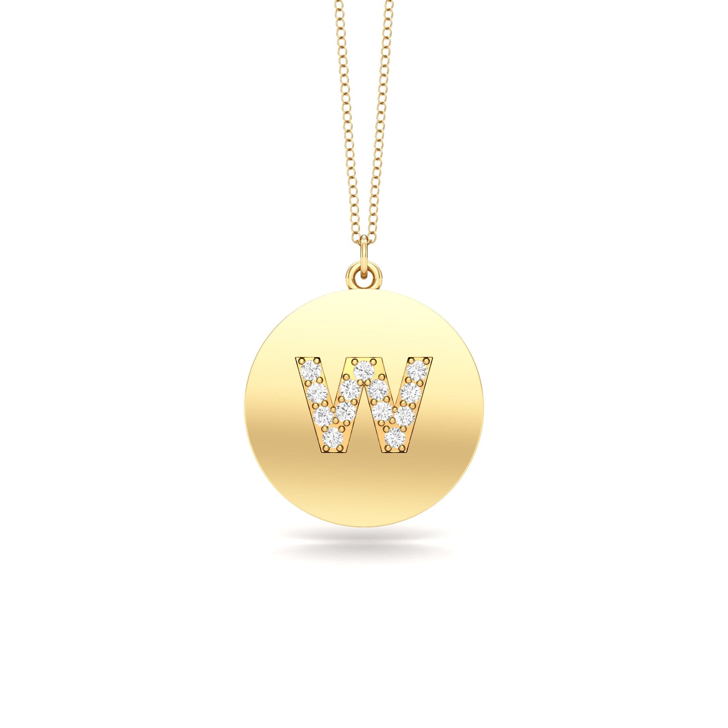 0.07Ct Diamond A-Z Alphabet Initial Pendant, 18" Gold Chain in 14K Gold