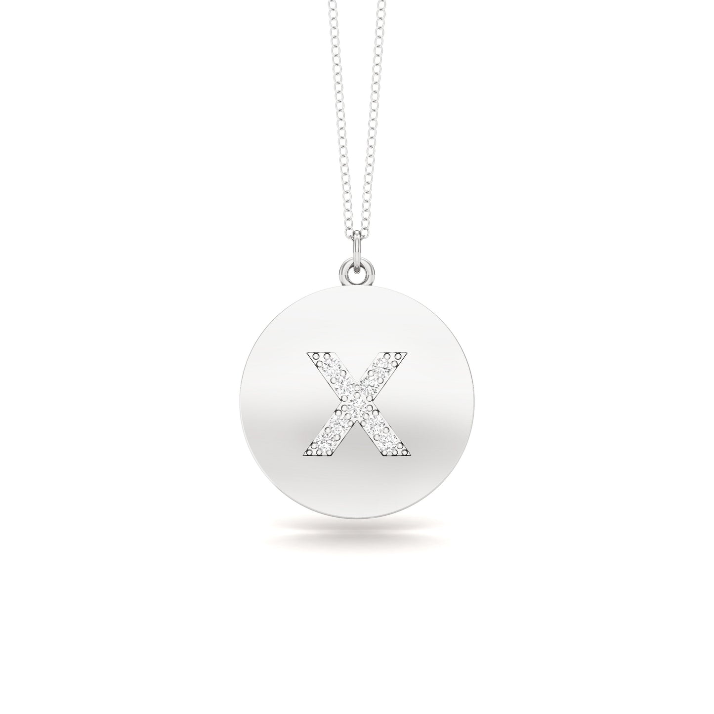 0.07Ct Diamond A-Z Alphabet Initial Pendant, 18" Gold Chain in 14K Gold