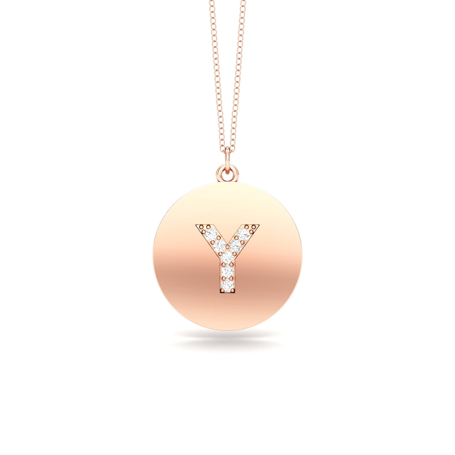 0.07Ct Diamond A-Z Alphabet Initial Pendant, 18" Gold Chain in 14K Gold