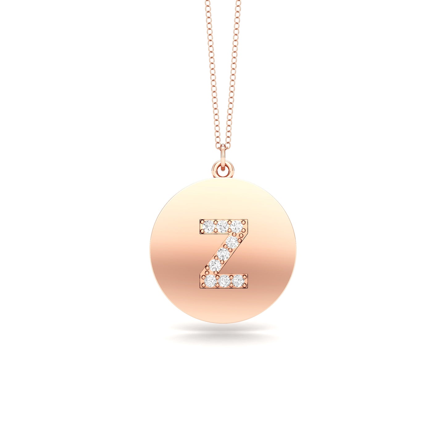0.07Ct Diamond A-Z Alphabet Initial Pendant, 18" Gold Chain in 14K Gold
