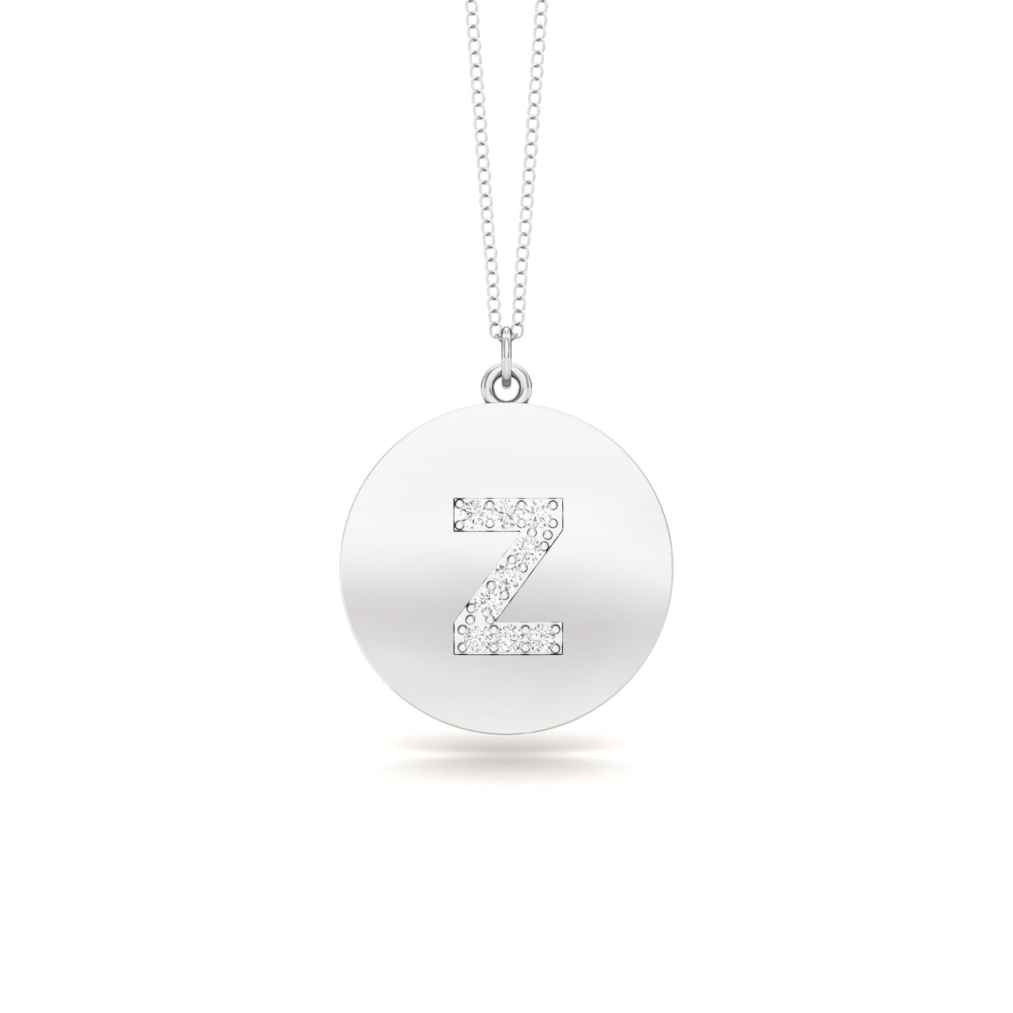 0.07Ct Diamond A-Z Alphabet Initial Pendant, 18" Gold Chain in 14K Gold
