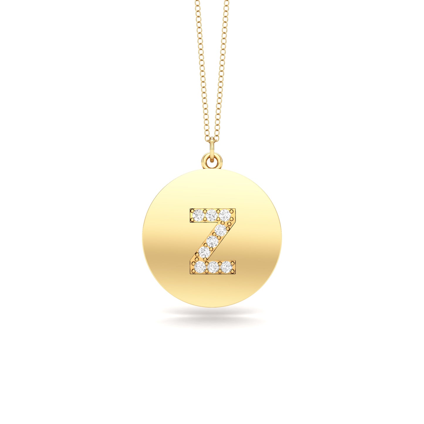 0.07Ct Diamond A-Z Alphabet Initial Pendant, 18" Gold Chain in 14K Gold