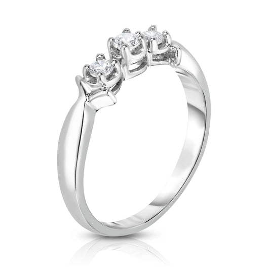 3-Stone 0.18Ct Diamond Engagement Ring in 14K White Gold
