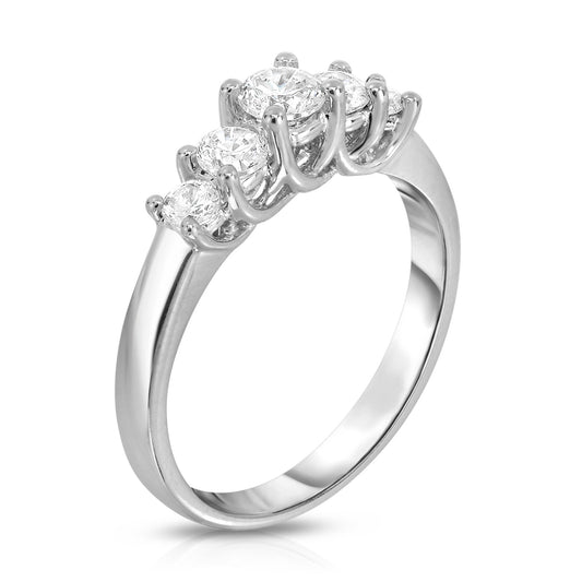5-Stone 0.65Ct Diamond Engagement Ring in 14K White Gold