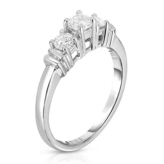 3-Stone 0.50Ct Diamond Engagement Ring in 14K White Gold