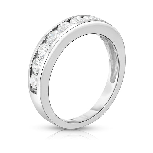 0.90Ct Diamond Channel Wedding Band in 14K White Gold