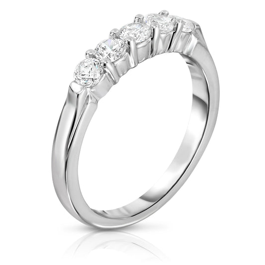 5-Stone 0.50Ct Diamond Engagement Ring in 14K White Gold