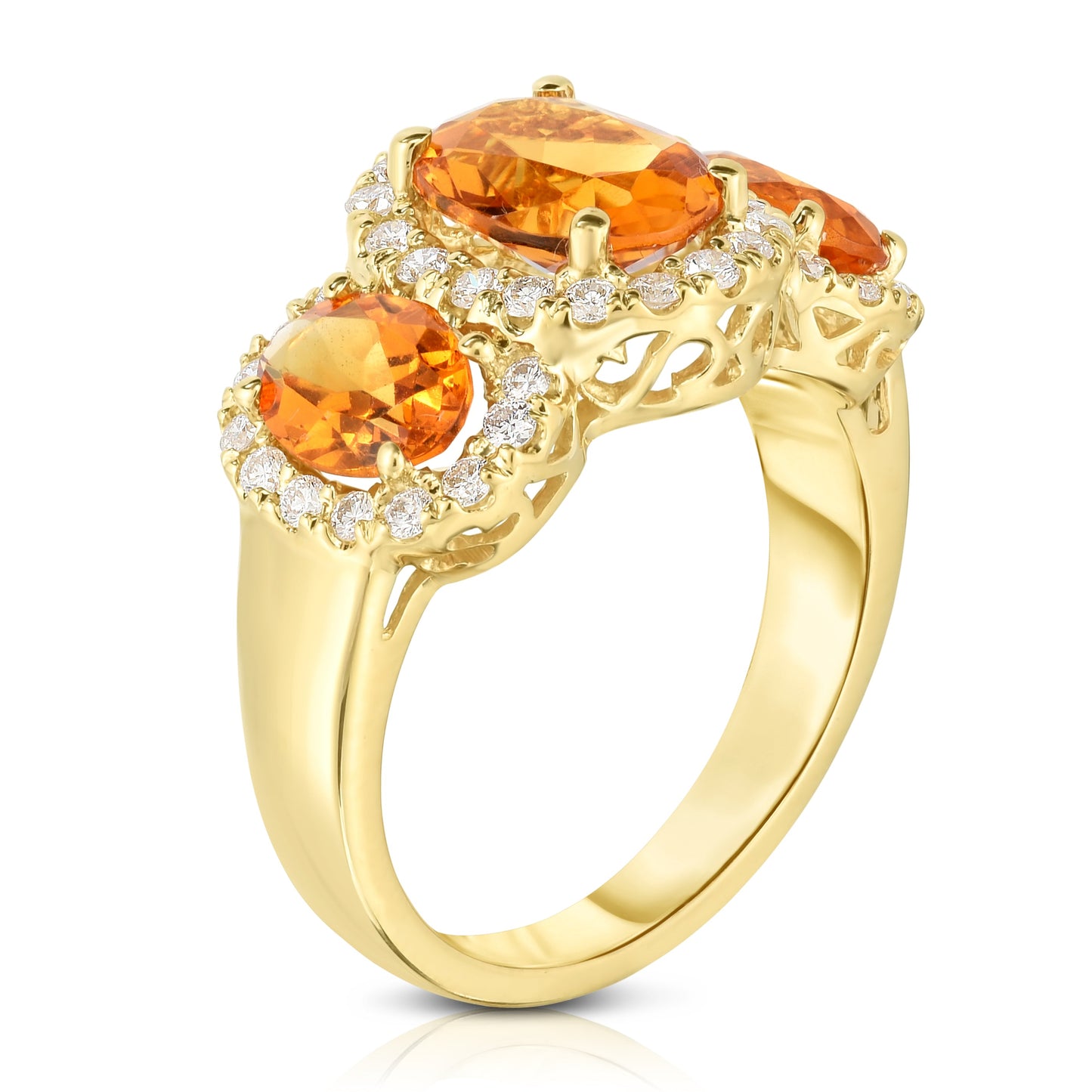 Oval Shape Gemstone & 0.52Ct Diamond Ring in 14K Gold
