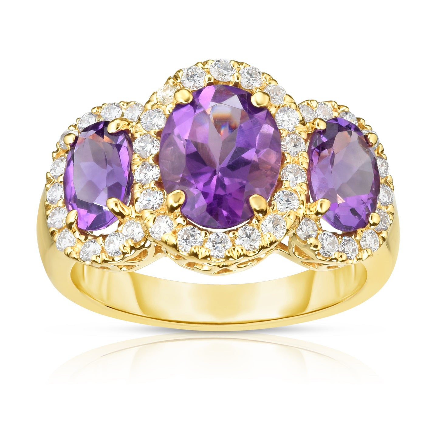 Oval Shape Gemstone & 0.52Ct Diamond Ring in 14K Gold