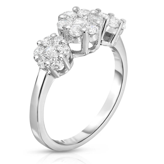 0.95Ct Diamond Cluster Ring in 14K White Gold