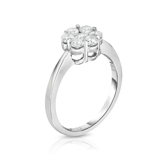 0.75Ct Diamond Cluster Ring in 14K White Gold
