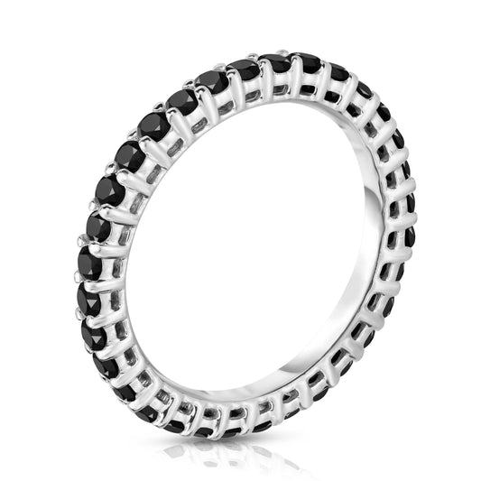 0.90-1.00Ct Black Diamond Eternity Band in 14K White Gold