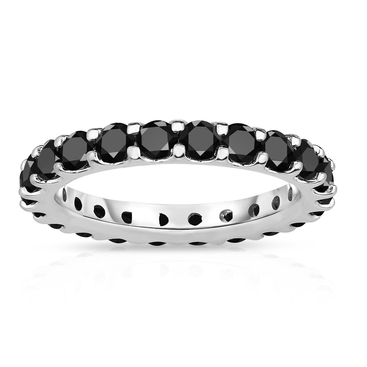 2.20Ct Black Diamond Eternity Band in 14K White Gold