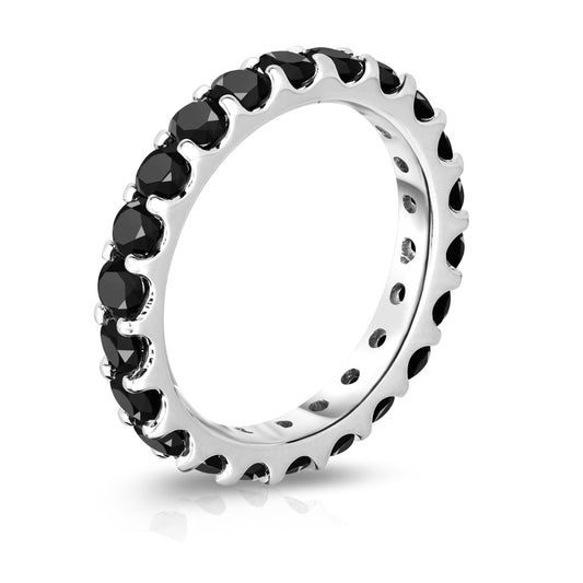 2.20Ct Black Diamond Eternity Band in 14K White Gold