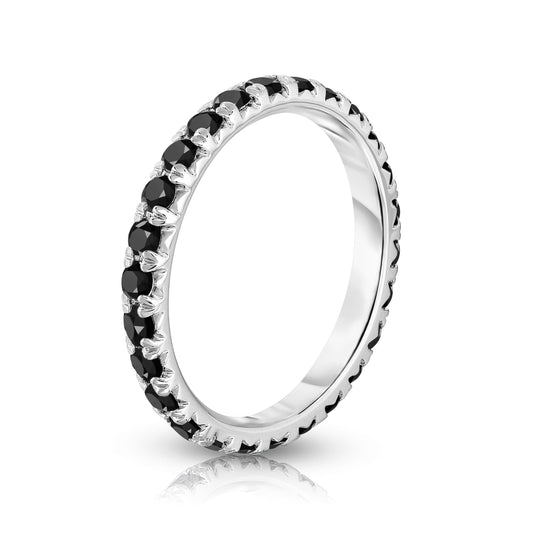 0.90-1.10Ct Black Diamond Eternity Band in 14K White Gold