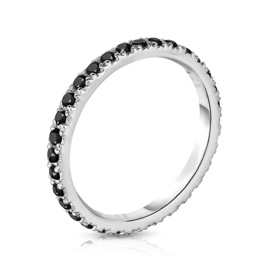 0.64-0.75Ct Black Diamond Eternity Band in 14K White Gold