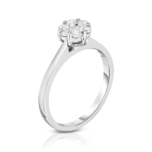 0.50Ct Diamond Cluster Ring in 14K White Gold