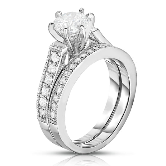 GIA Certified 1.40Ct Diamond 6-Prongs Engagement Ring Set in 14K White Gold