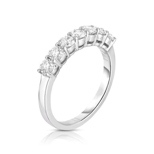7-Stone 0.80Ct Diamond Ring in 14K White Gold