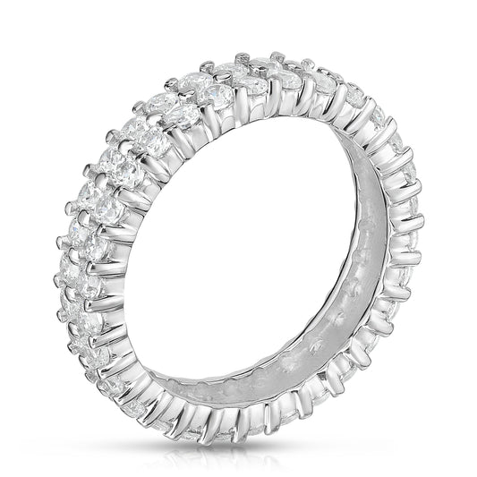 2 Row 1.65-1.90Ct Diamond Eternity Ring in 14K White Gold