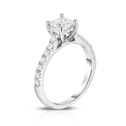 GIA Certified 1.05Ct Diamond Princess Solitaire Ring in 14K White Gold