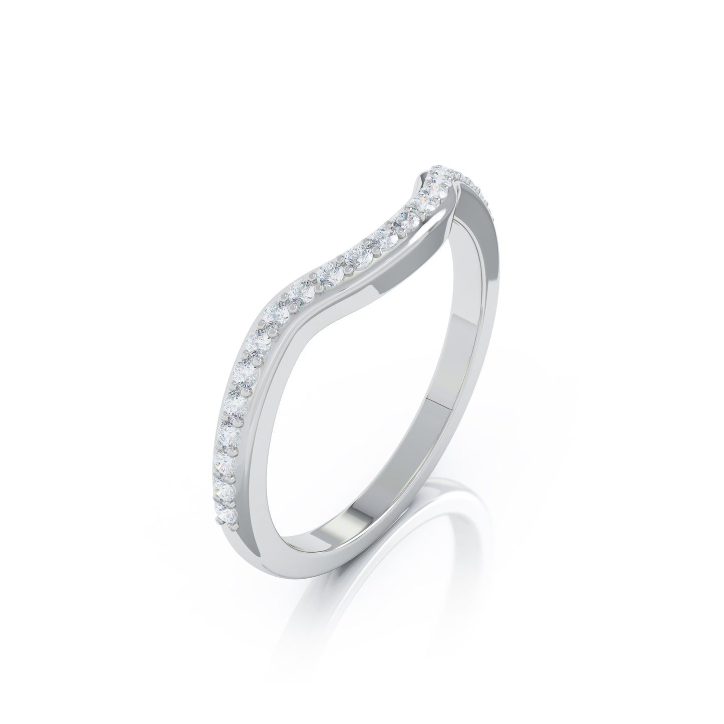 Curved Wave 0.25Ct Diamond Ring in 14K Gold