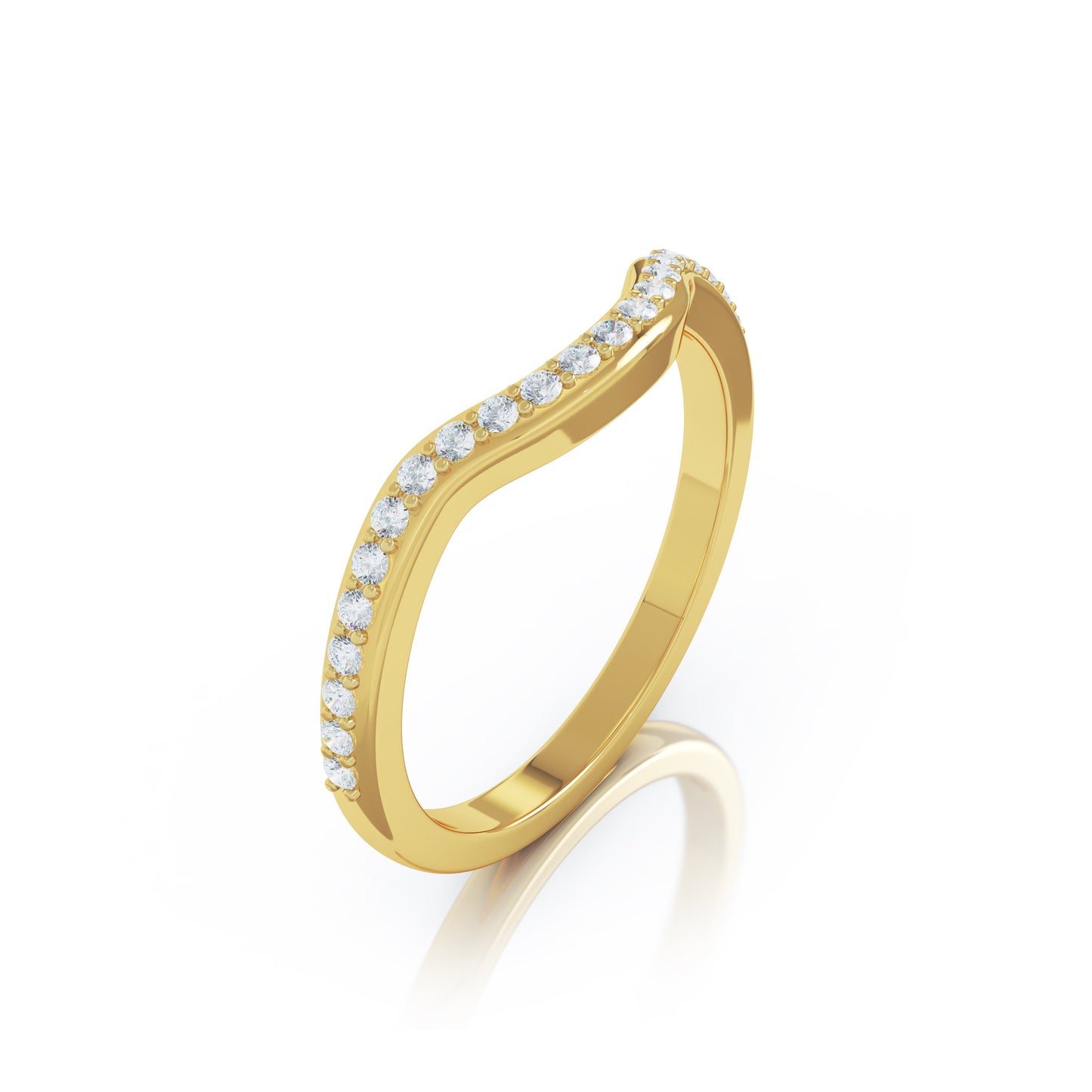 Curved Wave 0.25Ct Diamond Ring in 14K Gold