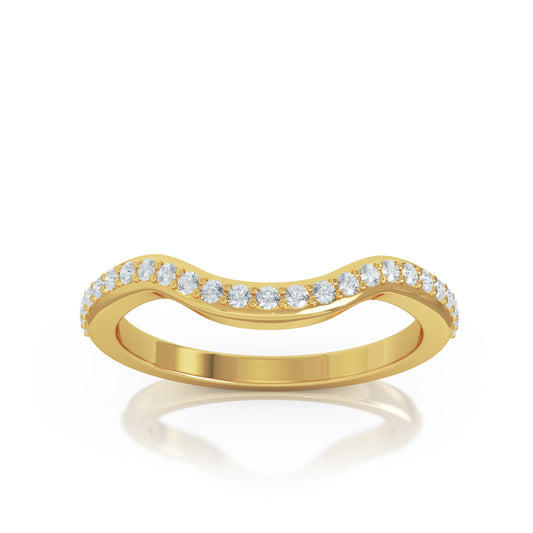 Curved Wave 0.25Ct Diamond Ring in 14K Gold