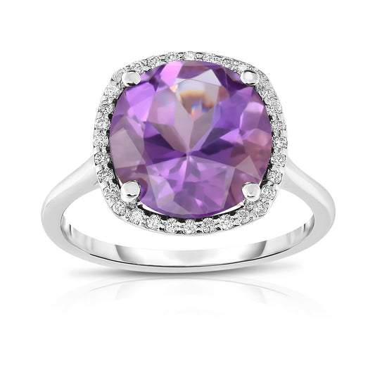 11MM Gemstone and 0.18Ct Diamond Ring in 14K Gold