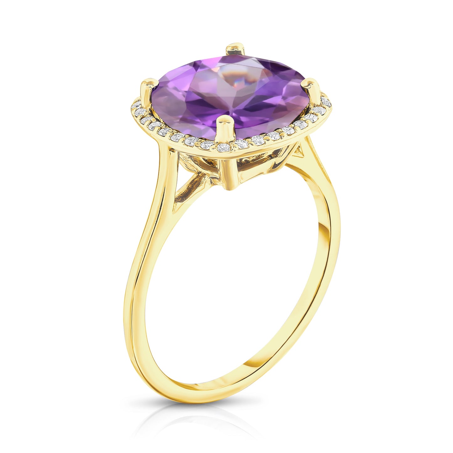 11MM Gemstone and 0.18Ct Diamond Ring in 14K Gold