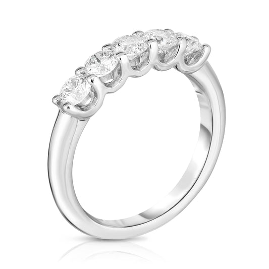 5-Stone 0.90Ct Diamond Ring in 14K White Gold