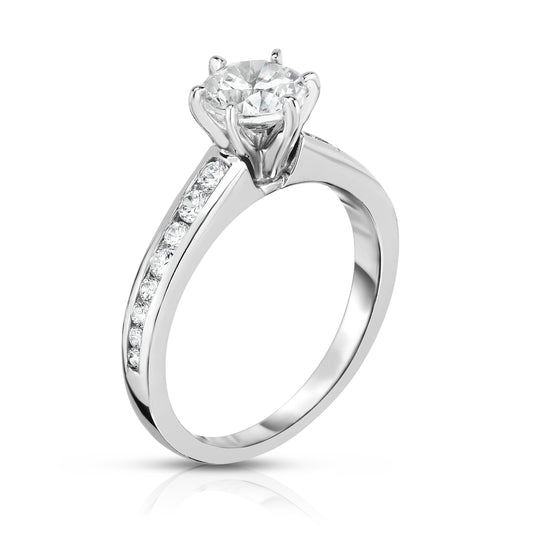 GIA Certified 1.30Ct Diamond 6-Prong Solitaire Ring in 14K White Gold