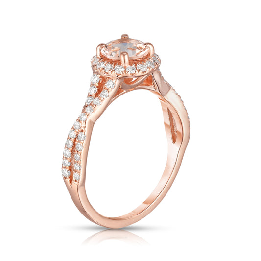 0.45Ct Morganite & Diamond Engagement Ring in 14K Rose Gold