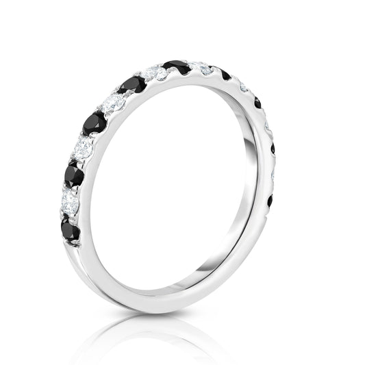 0.50Ct Black & 0.30Ct White Diamond Ring in 14K White Gold