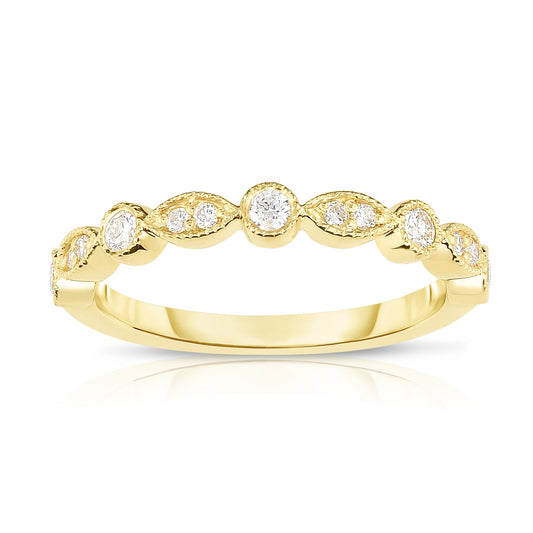 0.25Ct Diamond Stackable Milligrain Ring in 14K Gold