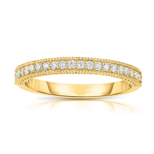 0.22Ct Diamond Milligrain Wedding Band in 14K Gold
