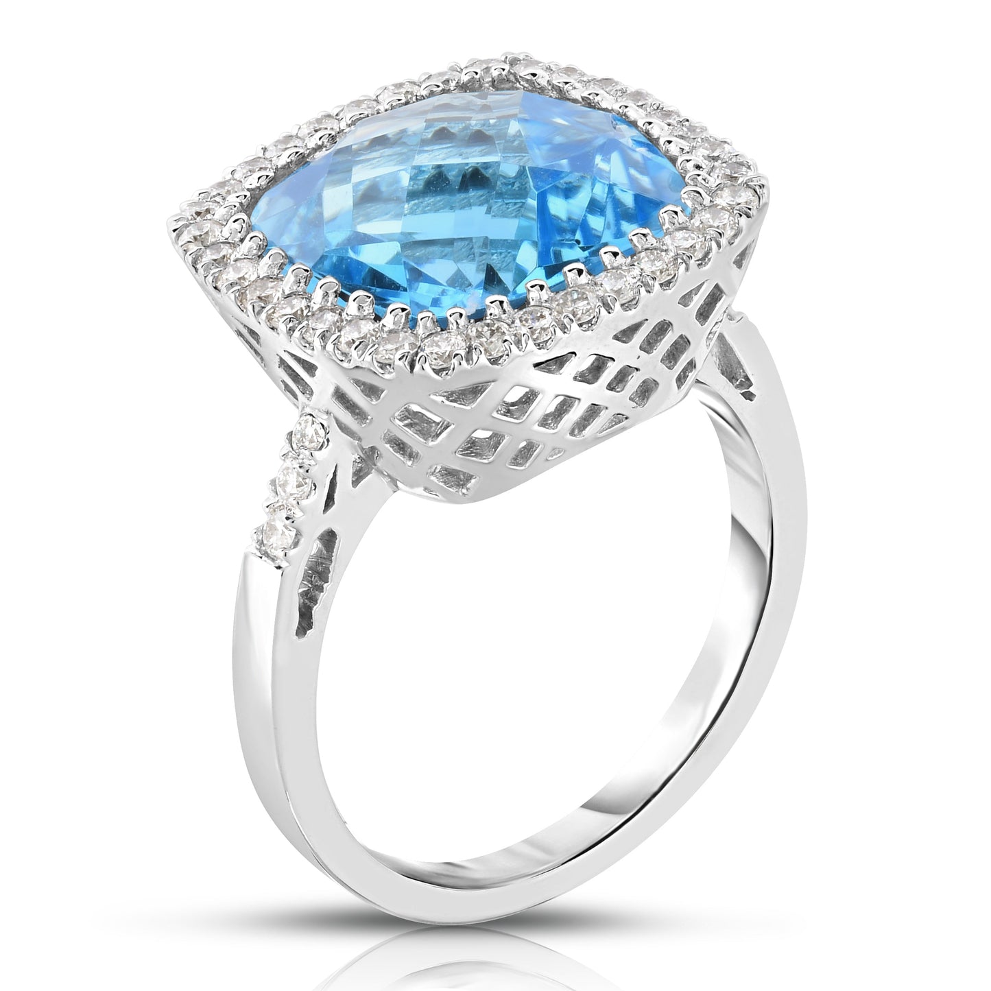 Cushion Cut Gemstone and 0.45Ct Diamond Cocktail Ring in 14K Gold