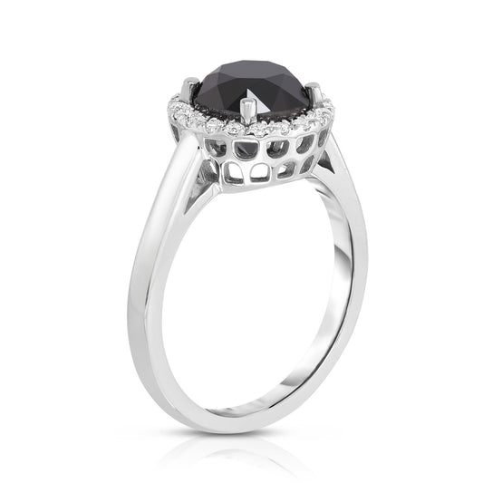 2.84Cttw Black and White Diamond Ring in 14K White Gold