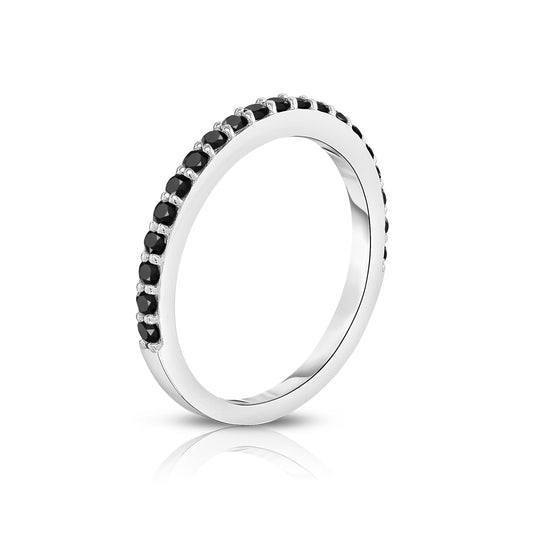 0.40Ct Black Diamond Wedding Band in 14K White Gold