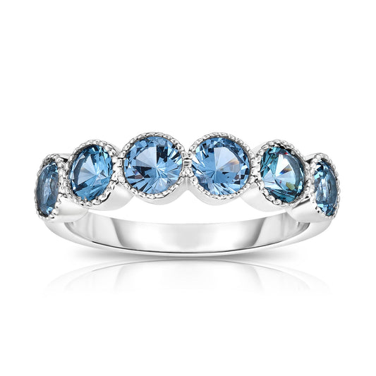 6-Stone Bezel 4.5MM Gemstone Ring in 14K White Gold
