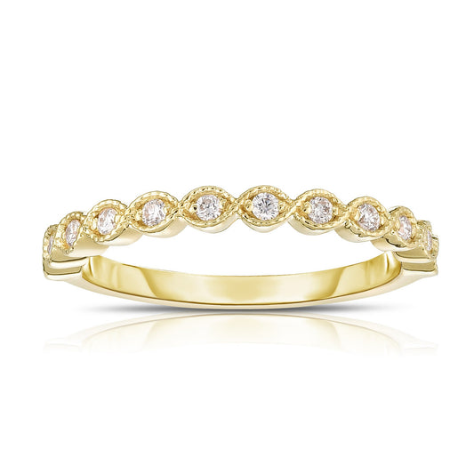 0.18Ct Diamond Stackable Miligrain Ring in 14K Gold