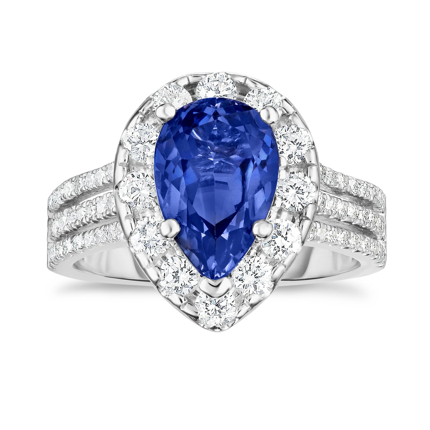Tanzanite & 1.50Ct Diamond Engagement Ring in 14K White Gold
