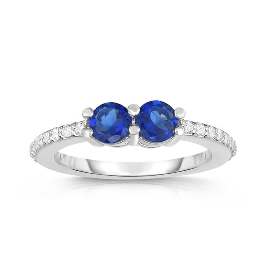 Gemstone and 0.12Ct Diamond Ever Us Ring in 14K White Gold