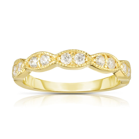 0.33Ct Diamond Milligrain Wedding Band in 14K Gold