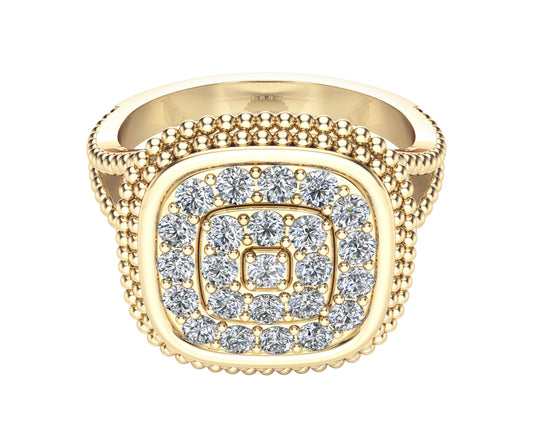 0.50Ct Diamond Bead Square Ring in 14K Gold