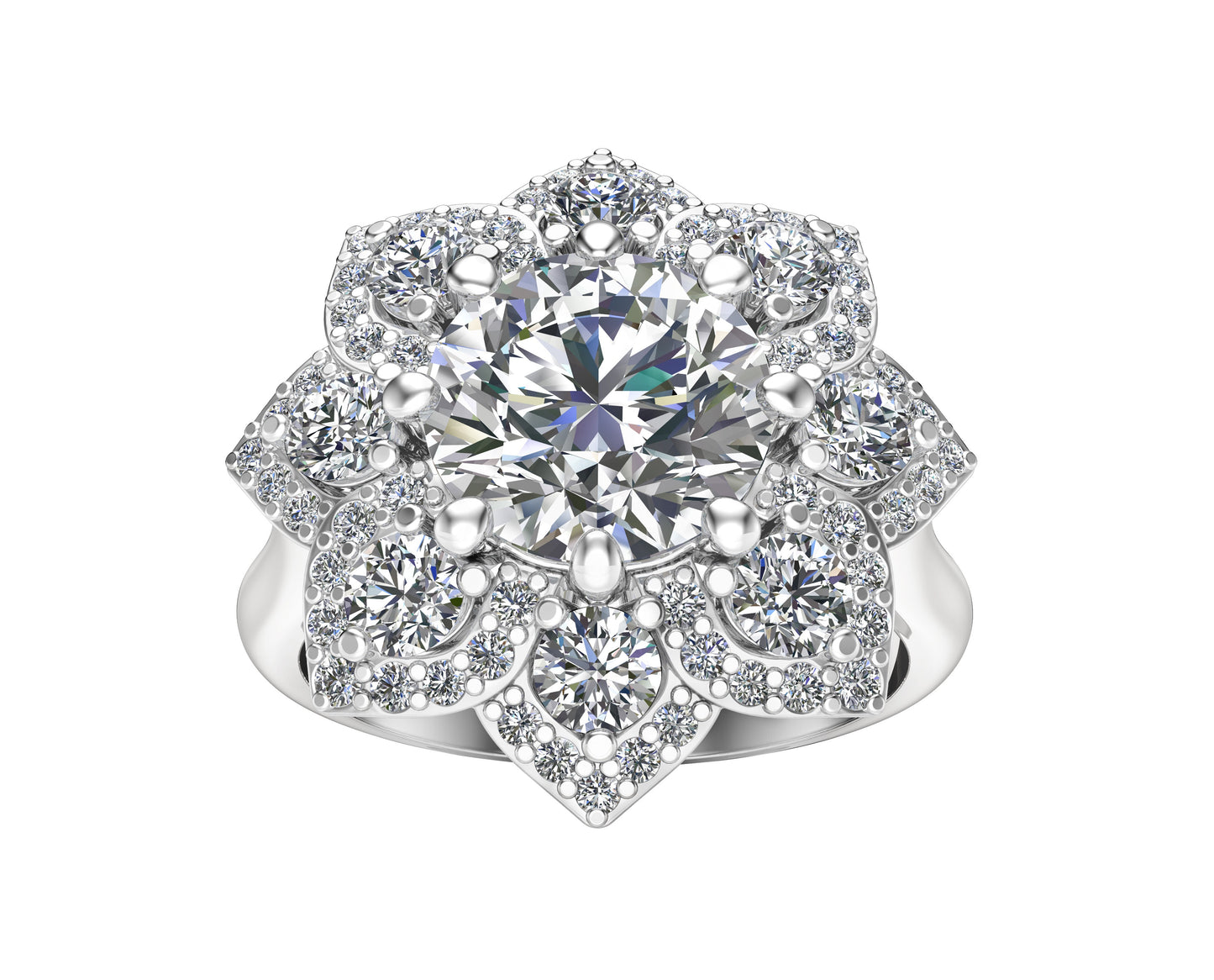 2.40Ct Diamond Engagement Ring in 14K White Gold