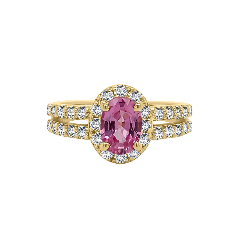 Gemstone & 0.60Ct Diamond Engagement Ring in 14K White Gold